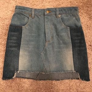 Honey Punch Wild Honey Two-Toned Denim Skirt